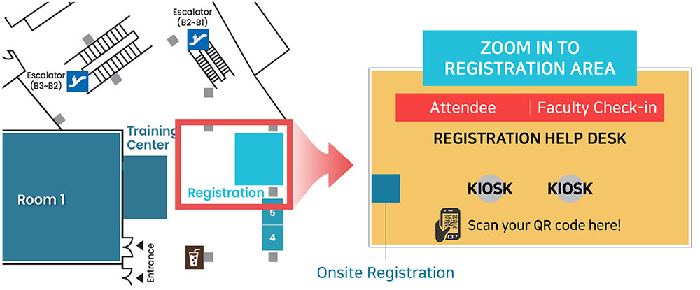 Registration desk area